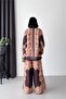 Women's Brown Patterned Shirt and Wide Leg Pants Double Design Set Nbms26121 - 4