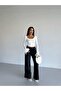 Women's White Slit Spanish Sleeve Long Sleeve Diver Fabric Blouse - 7