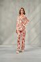 Women's Floral Patterned Satin Long Sleeve Pajama Set with Shirt Sakura & V-Neck Dowry Satin Pajamas, Bridal Pajamas