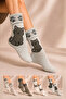 Women's Patterned Curly Terry Lambswool Socks 4-Piece Socks