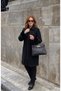 Fur-Collared Steel Knitted Tricot Women's Coat - 2