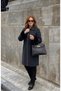 Fur-Collared Steel Knitted Tricot Women's Coat - 2