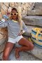 Contrast Polo Collar Striped Long Sleeve Soft Textured Knitwear Sweater Aw26Kz00024 - 3