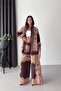Women's Brown Patterned Shirt and Wide Leg Pants Double Design Set Nbms26121 - 2