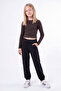 Girl's Ribbed Crop Top and Sweatpants Set - 5