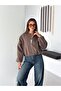Women's Cashmere Oversize Zippered Crop Bomber Jacket - 5