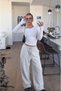 High Waist Lace-Up Elastic Wide Leg Oversize Basic Sweatpants Aw26Ea0003 - 3