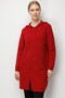 Women's Hooded Basic Long Wool Cardigan Red - 3