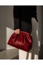 Women's Red Knitted Leather Look Oversized Shoulder and Hand Bag – Soft Formed Strap Daily Bag - 5
