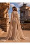 Evening Dress with Cape Detail, Beading and Tulle Detail - 4