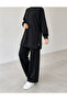 Two-Side Zipper Detail Raglan Sleeve Trouser Suit-Black