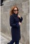 Fur-Collared Steel Knitted Tricot Women's Coat - 3