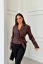 Zr Double-Breasted Belted Buttoned Leather Jacket - 3