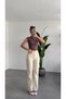 Women's Cream High Waist Wide Leg Straight Cut Denim Trousers Loose Leg Jeans - 3