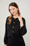 Black Crew Neck Shirt with Stone Buttons - 2
