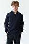 Men's Zippered Mock Neck Knitwear Sweater