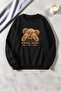 Unisex Surprise Bear Printed Crew Neck Sweatshirt
