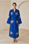 Women's Muslin Long Kaftan with Evil Eye Motif Bohemian Kimono - 3