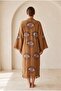 Women's Muslin Long Kaftan with Evil Eye Motif Bohemian Kimono - 3