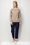 Women's Crew Neck Side Knit Wool Sweater Dark Beige - 2