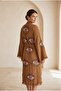 Women's Muslin Long Kaftan with Evil Eye Motif Bohemian Kimono
