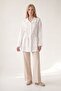 White shirt with drawstring waist and pockets