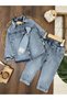 Denim Shirt, Front Snap Fasteners, Tie, Lycra Denim Trousers, 3-Piece Seasonal Baby Boy Set - 2