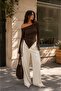 Ribbed Asymmetric Collar Side Tie Long Sleeve Knitwear Blouse - 2