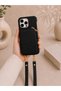 iPhone 14 Pro (6.1 Inch) Compatible Premium Lux Leather Case with Open Sides, Slim Design, Wallet, Zipper, Card Holder, Crossbody Neck Strap, and Drawstring Strap