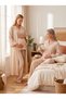 New Season Beige Double-Breasted Easy Breastfeeding Muslin Fabric Design Long Sleeve 100% Cotton Maternity Pajama Set - 6