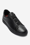 Men's flat sole laceless elastic casual shoes genuine leather saddle black - 2