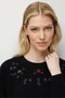 Women's Crew Neck Side Knit Wool Sweater Black - 3