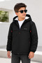Boys' Jacket Children's Winter Coat Black Hooded Fur Lined Coat Warm Coat