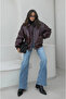 Burgundy Stitched Detailed Lined Leather Jacket - 1071 - 4
