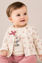 Baby Girl Panda Printed Floral 3-Piece Set with Ruffle Detail Cardigan and Badi Trousers Set - 4