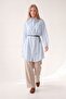 Blue linen textured long shirt
