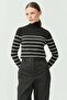 Women's Turtleneck Striped Knitwear Sweater - 5