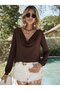 Elegant Posture - Women's Degaje Collar Long Sleeve Sandy Blouse - 2