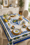 Tableclothlemon Garden Rectangular Tablecloth 155X220 cm – Decorative Tablecloth with Lemon and Floral Pattern