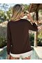 Elegant Posture - Women's Degaje Collar Long Sleeve Sandy Blouse - 5