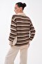 Women's Stripe Patterned Polo Collar Knitted Sweater 265303 - - 5
