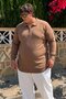 Men's Thick Premium Large Size Coffee Zipper Sweatshirt