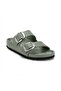 Mk205 Water Green Genuine Leather Full Covered Cork Sole Double Buckle Unisex Orthopedic Slippers - 2