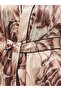 Women's Abstract Patterned Satin Kimono Pajama Set Belted Robe Pajama Set Aura & Dowry Nightgown Set, Satin Pajamas for Honeymoon - 4