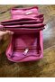 Satin Jewellery Organizer with 4 Pouches, Travel Storage Case, Quilted Pink, 16 x 16 x 5 cm (Pink)