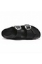 Mr205 Black Genuine Leather Mostra Covered Double Buckle Unisex Orthopedic Cork Sole Slippers - 4