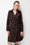 Apoletli Belted Cotton Trench Coat 6003