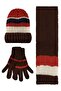 10-13 Years Old Scarf, Beanie and Glove Set - Brown