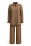 Linen Suit with Stone Detailed Shirt and Pocket Detailed Trousers 7552 Brown - 2