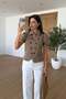 Double Collar Button Detail Lining Short Sleeve Modal Jacket Blazer Mink - 2